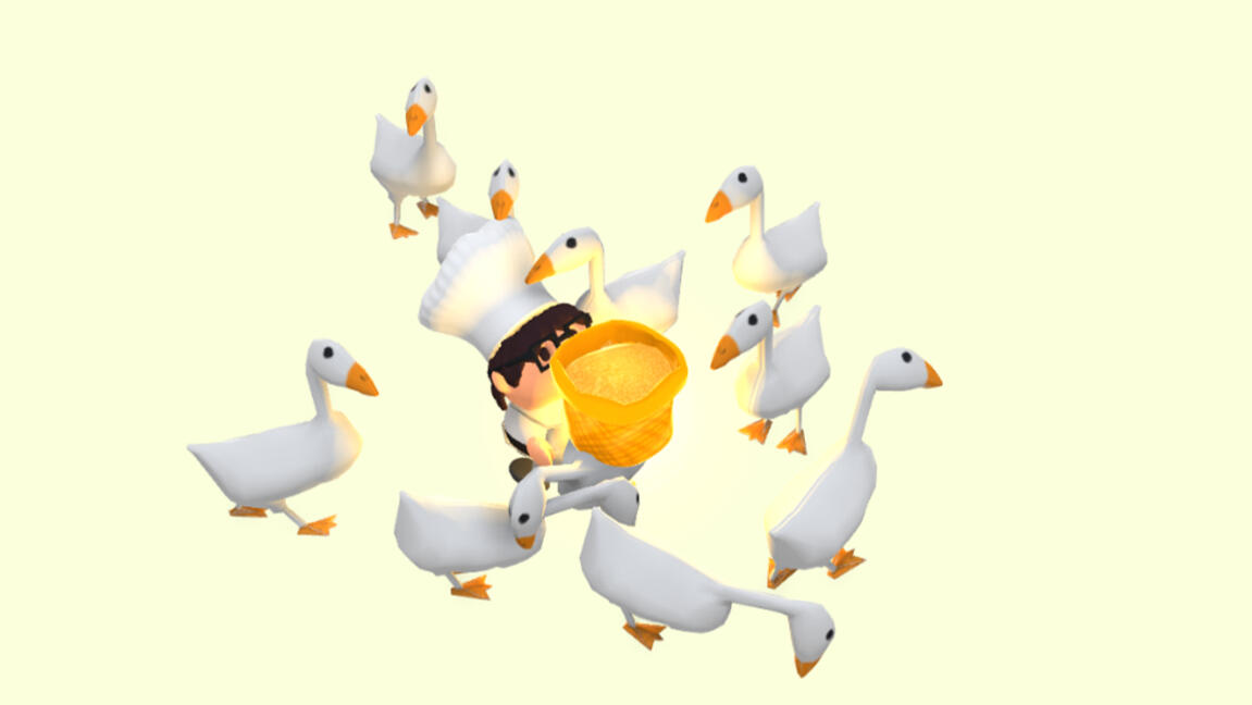 Feeding goose